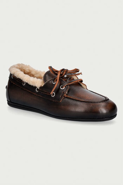 Posa Loafersy damskie skórzane Boat Loafer brązowe PW30.205