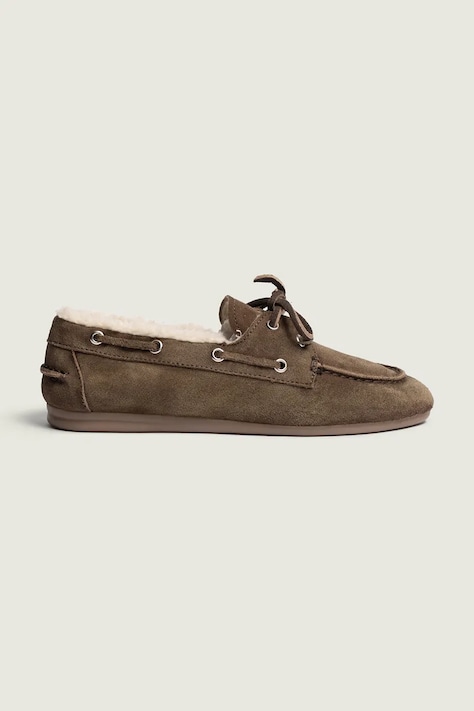 Posa loafersy damskie zamszowe Boat Loafer brązowe PW29.201