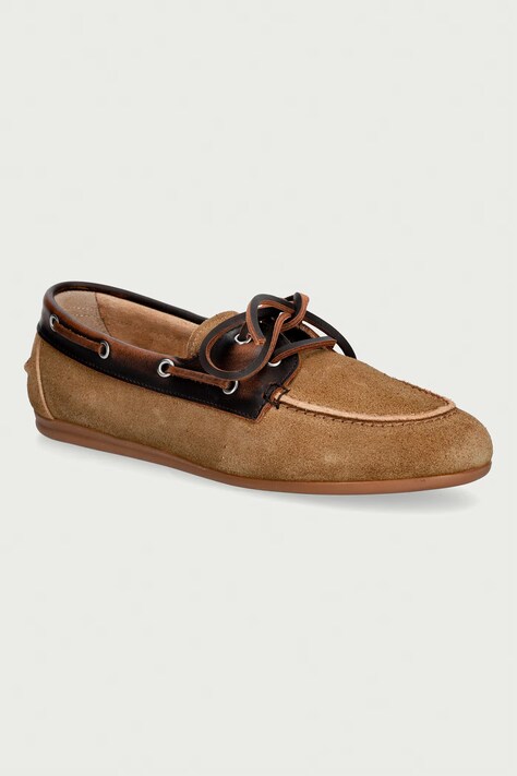 Posa loafersy damskie zamszowe Boat Loafer brązowe PW257.2023