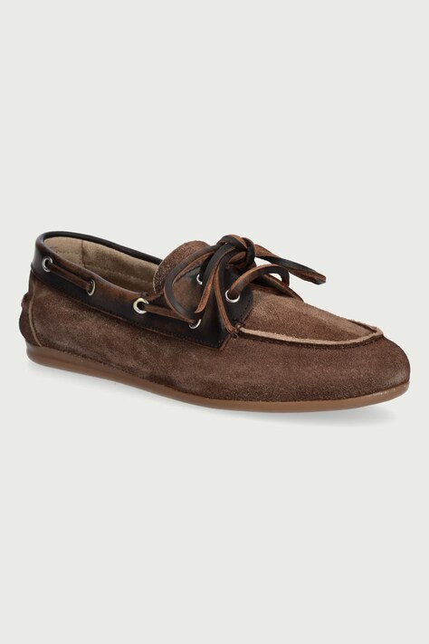 Posa Mocassini da donna in scamoscio Boat Loafer marrone PW257.2021