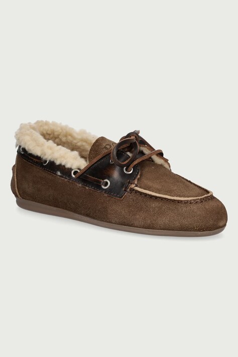 Posa Μοκασίνια Γυναικεία σουέτ Boat Loafer καφέ PW250.2021