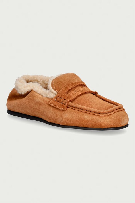 Posa Mokasyny damskie zamszowe Penny Loafer brązowe PW246.203