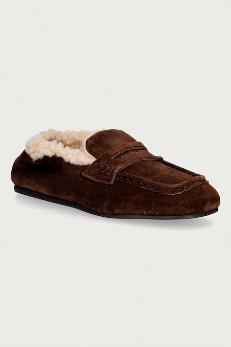 Posa Mokasnike za žene od brušene kože Penny Loafer smeđe PW246.201