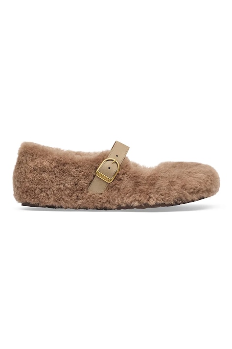 Birkenstock baleríny kožené Santa Clarita Shearling hnědé 1032639