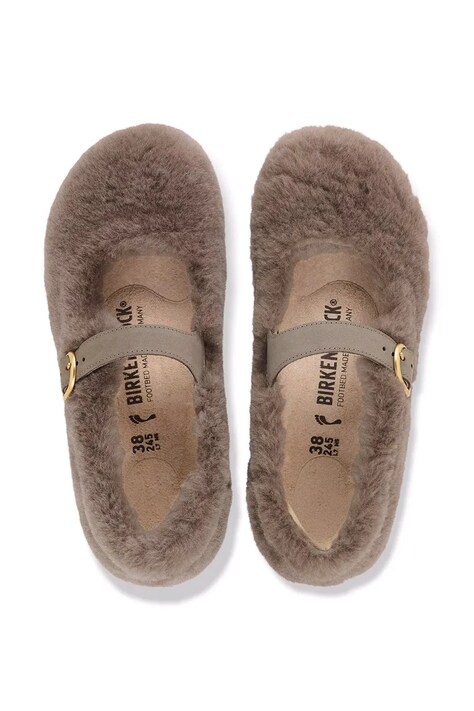 Birkenstock балетки шкіряні Santa Clarita Shearling — AW26-OBDZE2, коричневий — фото 5