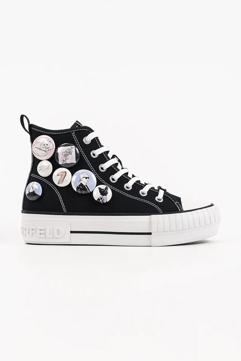 Karl Lagerfeld Kampus Max trampki damskie czarne wysokie na platformie KL60459