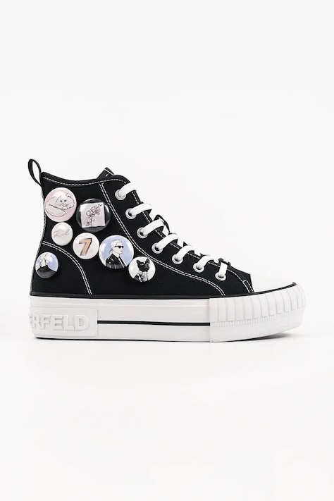 Karl Lagerfeld Kampus Max trampki damskie czarne wysokie na platformie KL60459