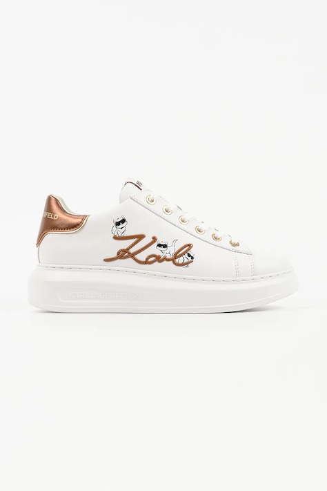 Karl Lagerfeld Kapri sneakersy damskie skórzane białe KL62510C