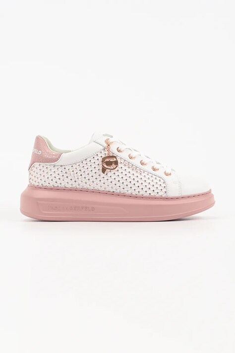 Karl Lagerfeld Kapri sneakersy damskie skórzane białe KL62577N