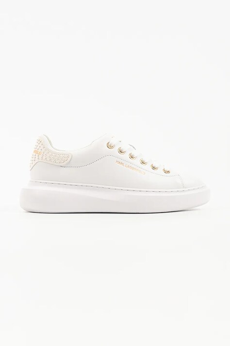 Karl Lagerfeld Kore sneakersy damskie skórzane białe KL66526P