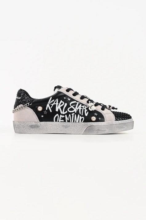 Karl Lagerfeld Skool sneakersy damskie skórzane czarne KL60116S