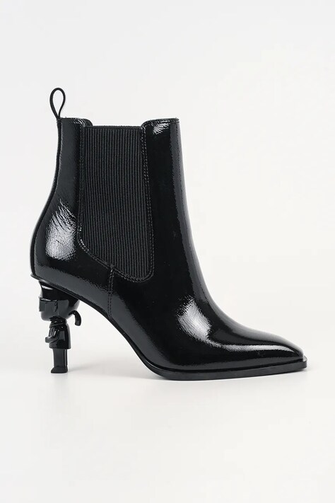 Karl Lagerfeld botki na platformie damskie skórzane Karl Nft Heel czarne KL39146