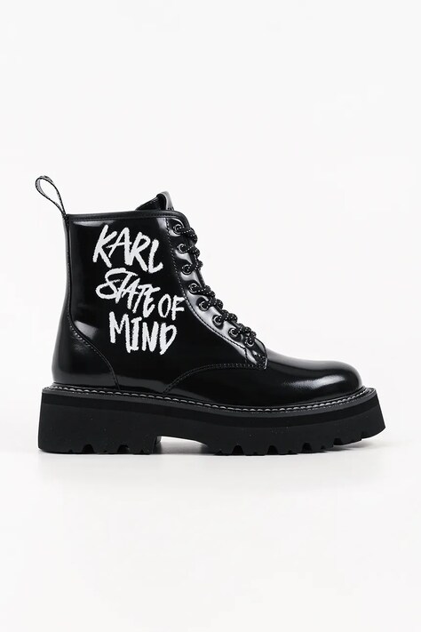 Karl Lagerfeld botki na platformie damskie skórzane Kyla czarne KL43455C