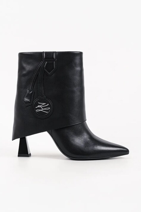 Karl Lagerfeld botki na wysokim obcasie damskie skórzane Debutante czarne KL32045A
