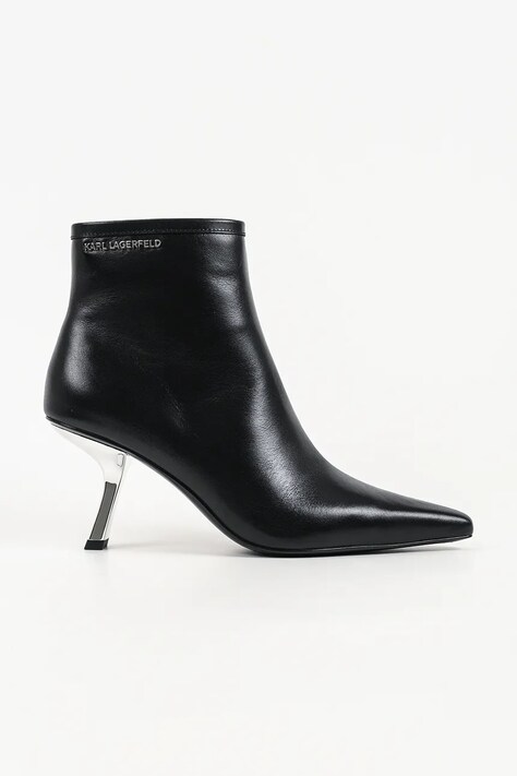 Karl Lagerfeld botki na szpilce damskie skórzane Karmel czarne KL33635