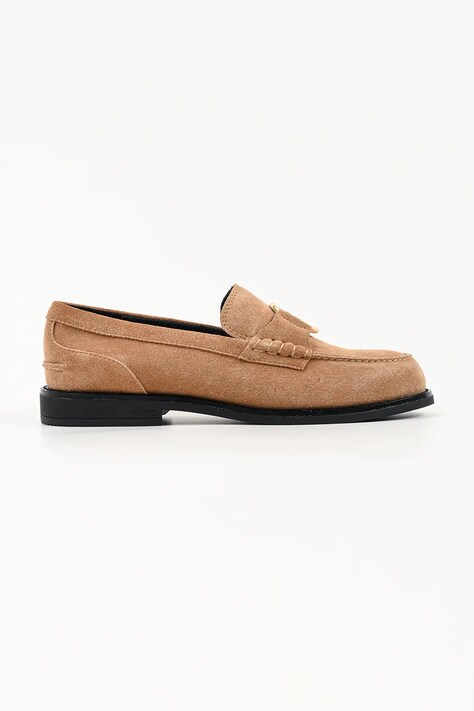 Karl Lagerfeld loafersy damskie zamszowe Mia beżowe KL42127