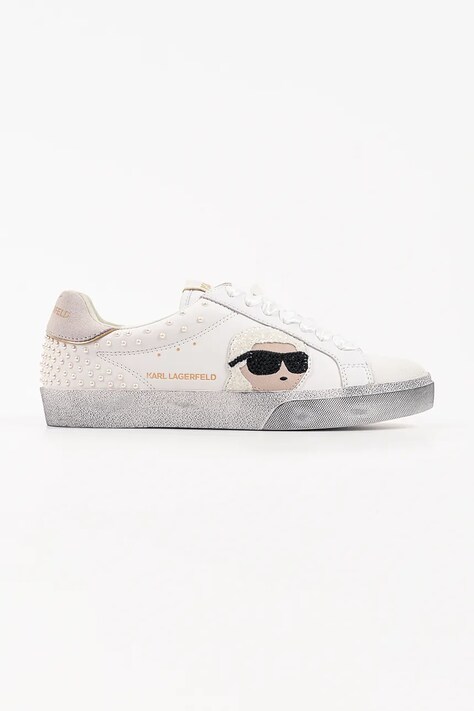 Karl Lagerfeld Skool sneakersy damskie skórzane białe KL60130N