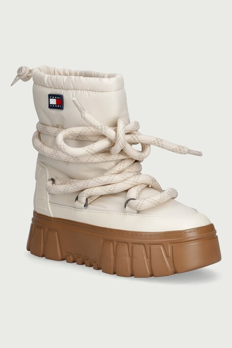 Tommy Jeans TJW PLATFORM NYLON SNOWBOOT WL μπότες χιονιού Γυναικεία μπεζ EN0EN03163