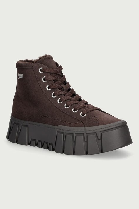Tommy Jeans TJW PLATFORM SNEAKER MC WL sneakersy damskie zamszowe brązowe EN0EN03134