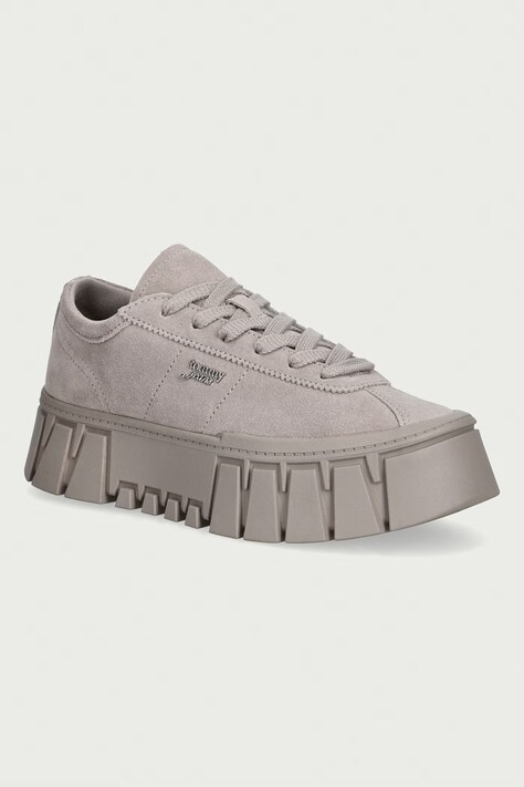 Tommy Jeans TJW PLATFORM SNEAKER SUEDE sneakersy damskie zamszowe szare EN0EN03132