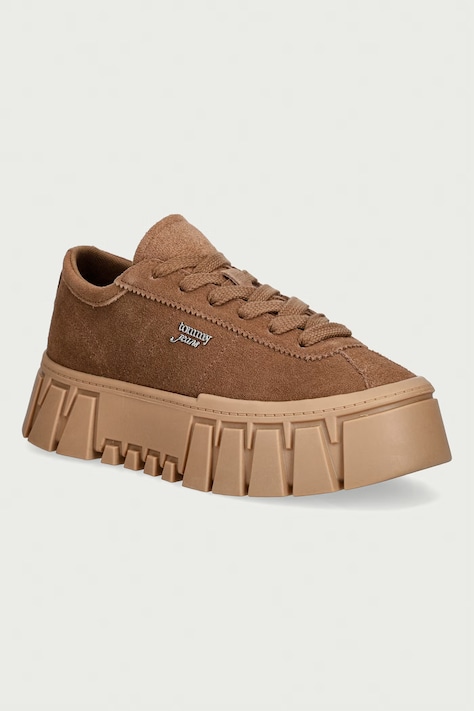 Tommy Jeans TJW PLATFORM SNEAKER SUEDE sneakersy damskie zamszowe brązowe EN0EN03132