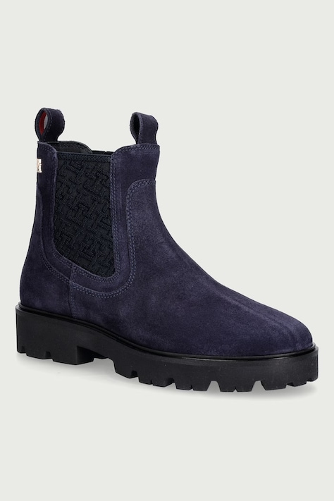 Tommy Hilfiger Ženski semišasti gležnjarji TH MONOGRAM SUEDE CHELSEA BOOT mornarsko modri FW0FW09563