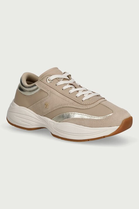 Tommy Hilfiger TH MODERN SPORTY RUNNER LEATHER sneakers γυναικεία δερμάτινα μπεζ FW0FW09590