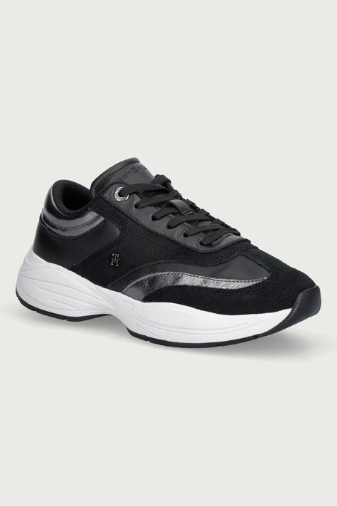 Tommy Hilfiger TH MODERN SPORTY RUNNER LEATHER sneakers γυναικεία δερμάτινα μαύρα FW0FW09590