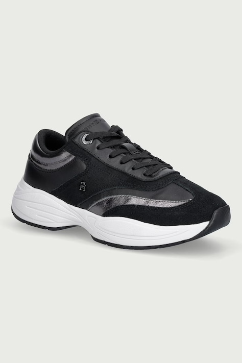Tommy Hilfiger TH MODERN SPORTY RUNNER LEATHER sneakers γυναικεία δερμάτινα μαύρα FW0FW09590