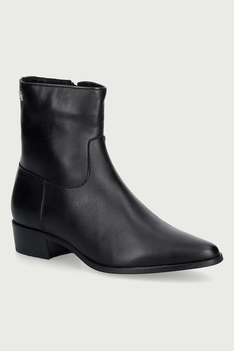 Tommy Hilfiger Μποτάκια Γυναικεία δερμάτινα LEATHER ANKLE BOOT W ZIP μαύρα FW0FW09921