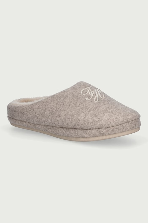 Tommy Hilfiger Kapcie damskie TH HOUSE BOOTIE FLANNEL beżowe FW0FW09699