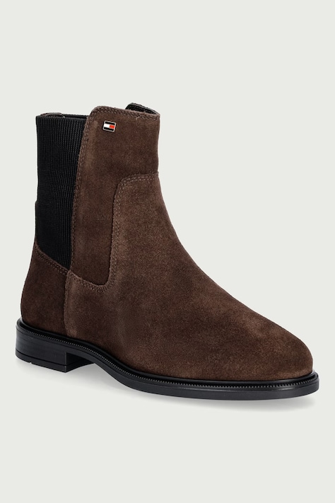 Tommy Hilfiger Csizma női velúr ENAMEL FLAG SUEDE ANKLE CHELSEA barna FW0FW09575