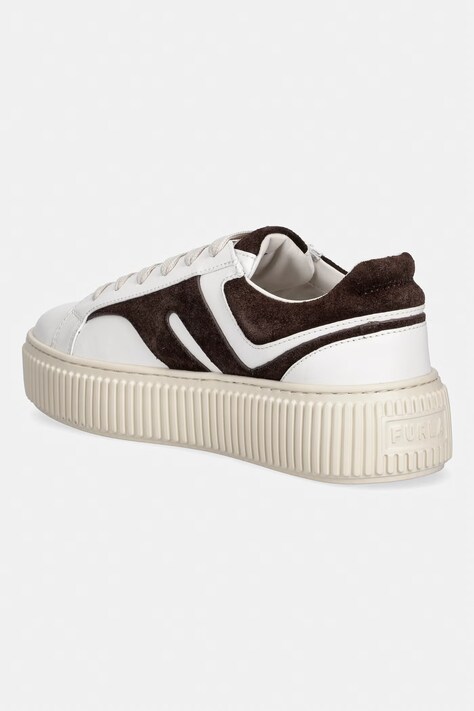 Furla Sky Lace-Up sneakersy damskie skórzane beżowe na platformie YM55FKY BX3712 5289S