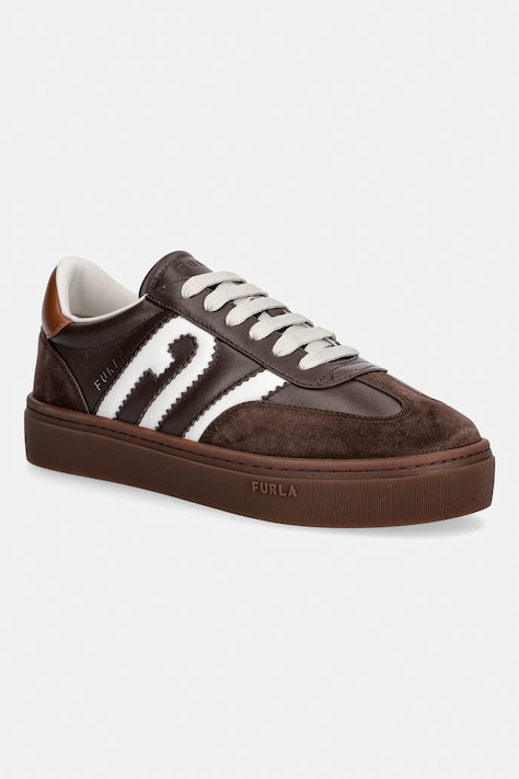 Furla Allegra Lace-Up sneakersy damskie skórzane brązowe YM52ALG BX4690 5297S