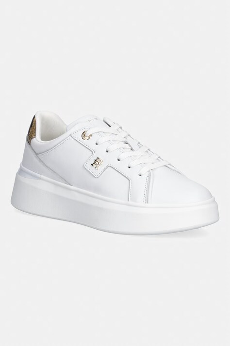 Tommy Hilfiger TH CHIC PLATFORM SNAKE маратонки дамски от кожа бели с платформа FW0FW09456