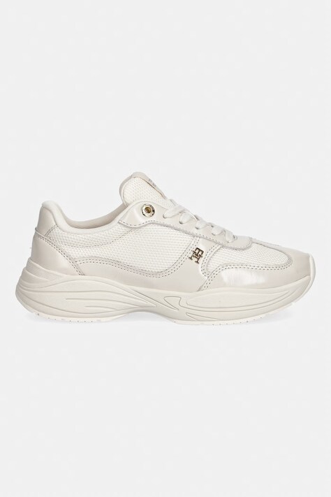 Tommy Hilfiger MODERN RUNNER SHINY LEATHER sneakersy damskie beżowe FW0FW09413