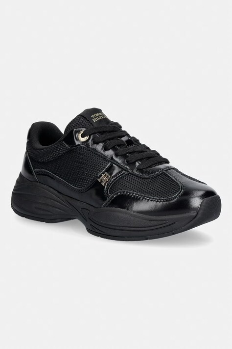 Tommy Hilfiger MODERN RUNNER SHINY LEATHER sneakers Γυναικεία μαύρα FW0FW09413