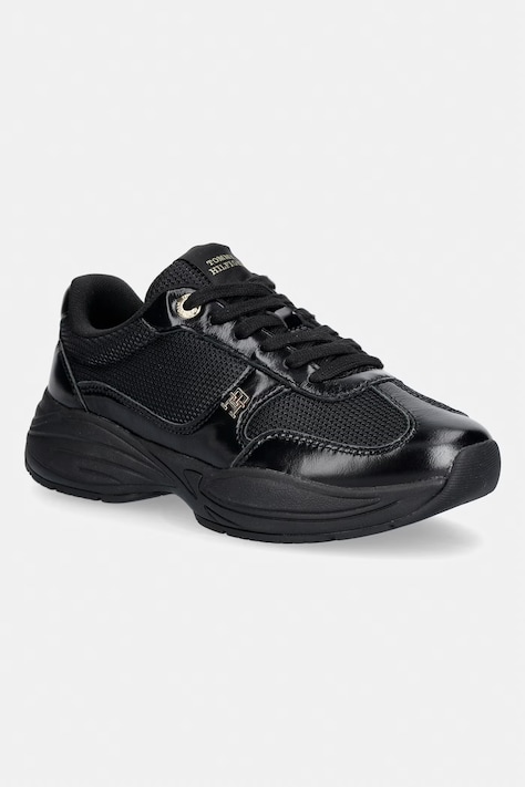 Tommy Hilfiger MODERN RUNNER SHINY LEATHER sneakers Γυναικεία μαύρα FW0FW09413