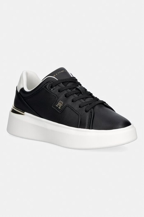 Tommy Hilfiger TH CHIC PLATFORM tenisice za žene od kože crne FW0FW09396