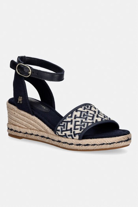 Tommy Hilfiger sandały na koturnie TH MID ESPAD WEDGE JACQUARD granatowe FW0FW09519