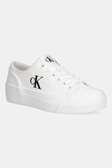 Calvin Klein VULC FLATFORM LOW CANVAS MG tenisówki damskie białe niskie YW0YW01763
