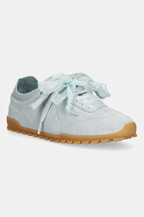 Calvin Klein LOW PROFILE RUN MG SUE DB LACES sneakers boty dámské kožené modré HW0HW03150