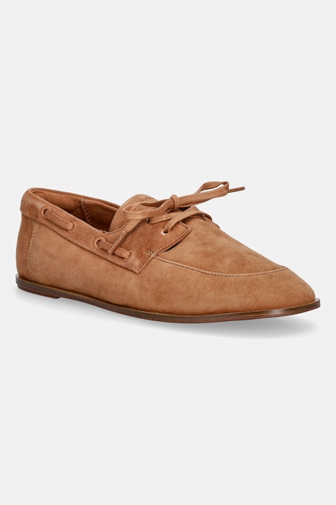 Calvin Klein mokasyny damskie zamszowe ESS BOATSHOE SUEDE brązowe HW0HW03290