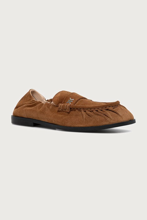 Kenzo Mokasinke za žene od brušene kože Loafer smeđe FG62LO410L57.87