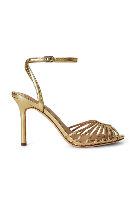 Lauren Ralph Lauren sandale na tanku potpeticu od kože Mckayla zlatne 802P15739001