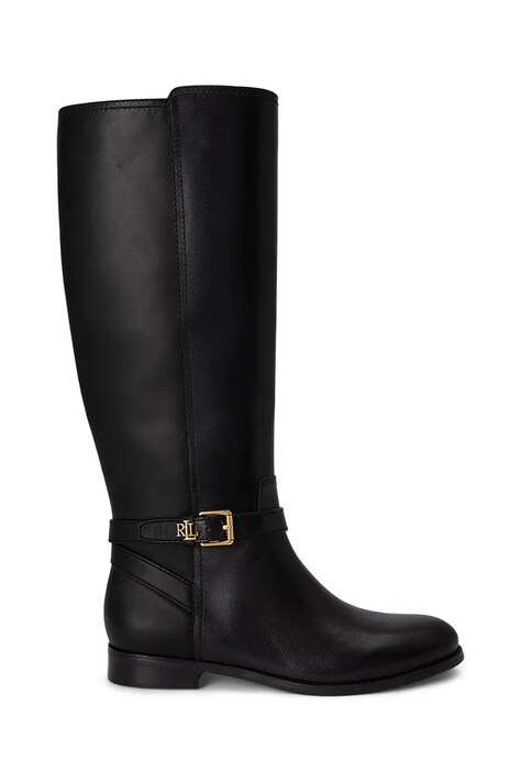 Lauren Ralph Lauren μπότες Γυναικείες δερμάτινες Brooke Tll 2 μαύρες 802974383004