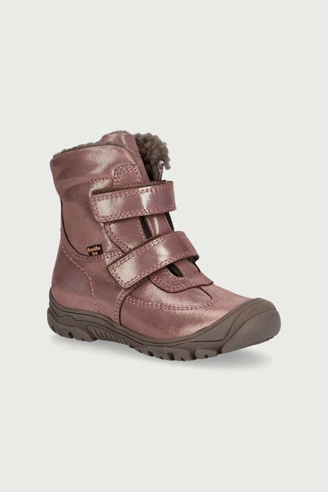 Froddo Buty zimowe dziecięce skórzane LINZ WOOL TEX HIGH różowe G3160230