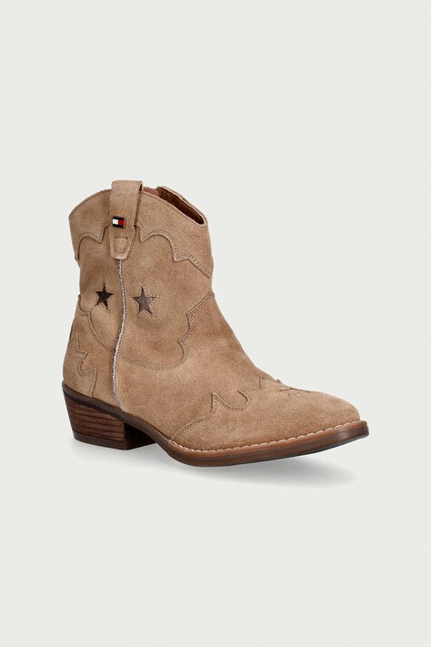 Tommy Hilfiger Kowbojki dziecięce zamszowe beżowe T3A5-35196