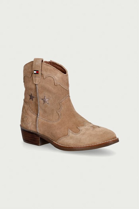 Tommy Hilfiger Botki dziecięce zamszowe beżowe T3A5-35196