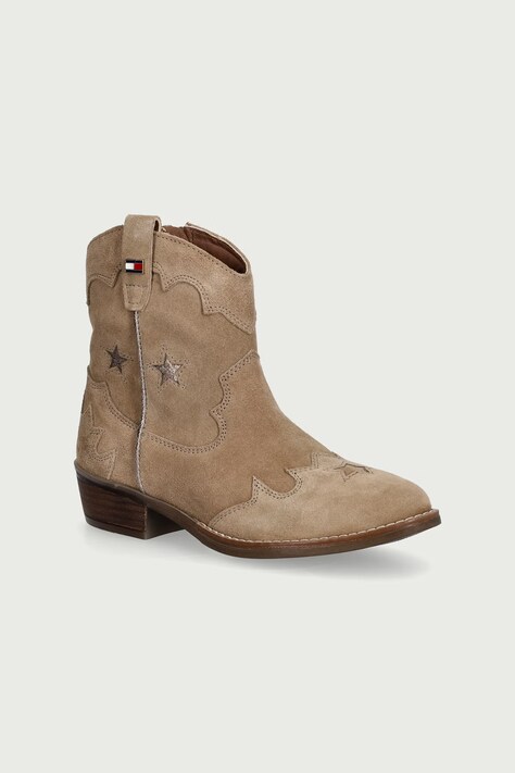 Tommy Hilfiger Botki dziecięce zamszowe beżowe T3A5-35196
